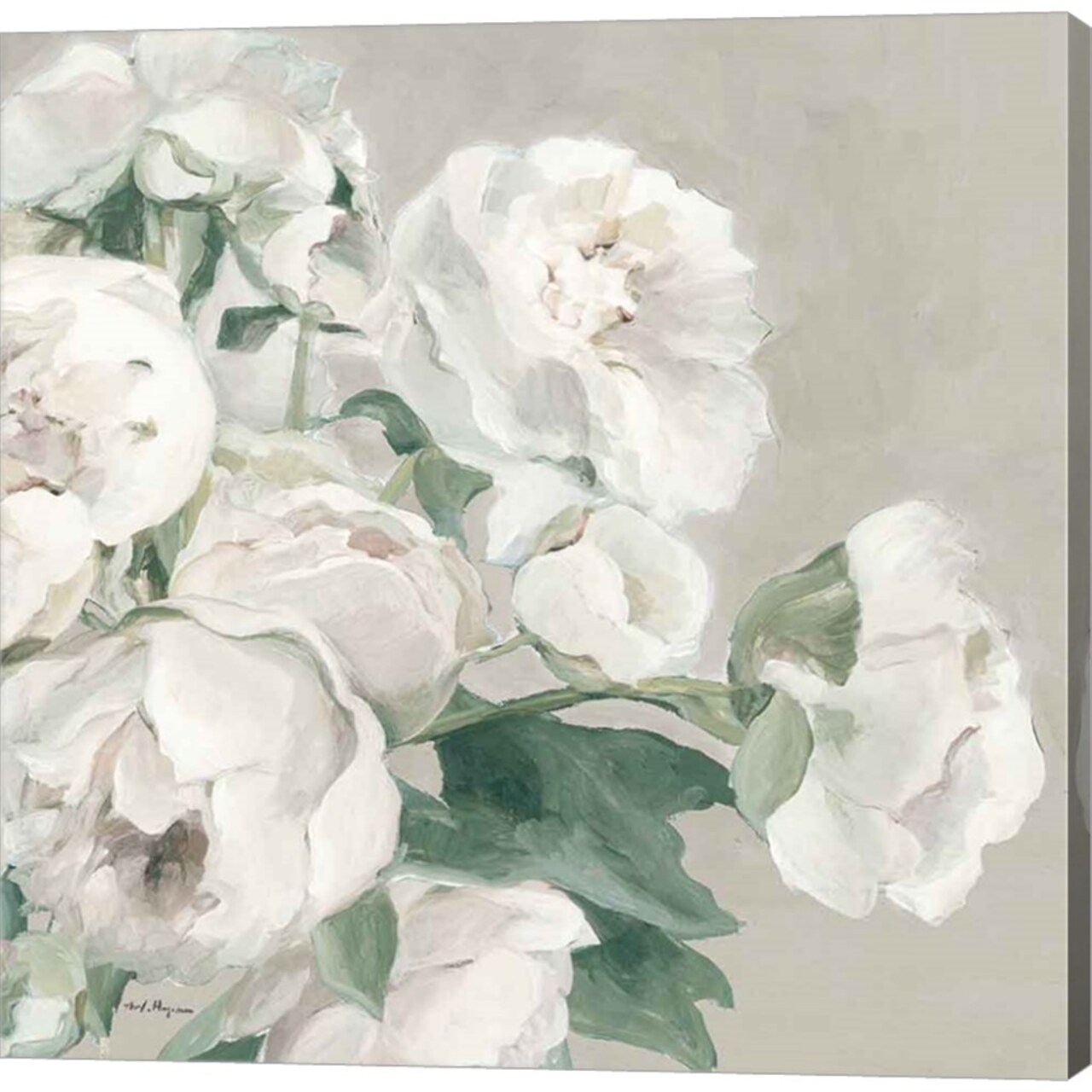 Peonies on Gray Flipped Crop by Marilyn Hageman 24" x 24" Canvas Wall Art